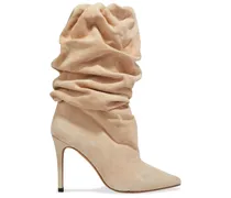 Stevie gathered suede boots - Neutral