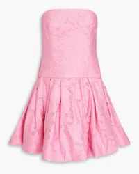 Oscar de la Renta Strapless pleated jacquard mini dress - Pink Pink