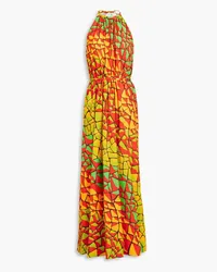 Emilio Pucci Printed cotton-mousseline halterneck maxi dress - Red Red