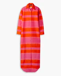 Brandon Maxwell Striped cotton and silk-blend faille maxi shirt dress - Pink Pink