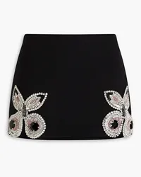 Area Crystal-embellished wool-blend crepe mini skirt - Black Black