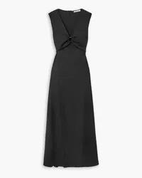 Anna Quan Verner cutout gathered wool-twill maxi dress - Black Black