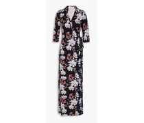 Abigail floral-print silk-jersey maxi wrap dress - Black