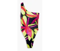 One-shoulder printed swimsuit - Green
