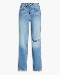 RE/DONE 90s distressed high-rise straight-leg jeans - Blue Blue