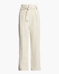 IRO Apollonia belted pleated twill straight-leg pants - White White