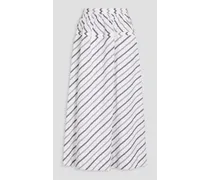 Striped cotton-poplin midi skirt - White