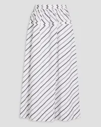 Tory Burch Striped cotton-poplin midi skirt - White White