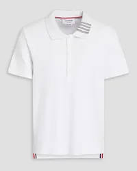 Thom Browne Striped ribbed cotton-jersey polo shirt - White White