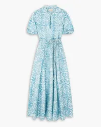 Hannah Oceanus belted floral-print silk maxi dress - Blue Blue