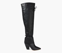 Leather over-the-knee boots - Black