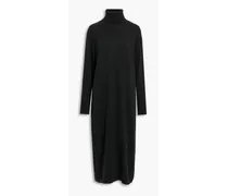 Lily brushed cashmere turtleneck midi dress - Black