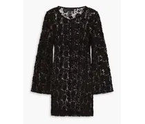 Cotton crocheted lace mini dress - Black