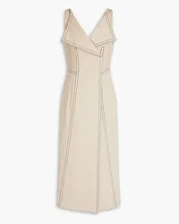 EMILIA WICKSTEAD Wrap-effect cotton-blend tweed midi dress - Neutral Neutral