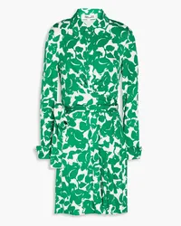 Diane von Furstenberg Didi printed jersey mini shirt dress - Green Green