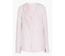 Ruffled silk crepe de chine blouse - Pink