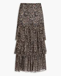 Veronica Beard Shailene tiered paisley-print silk-georgette midi skirt - Blue Blue