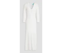 Jade pointelle-knit cotton midi dress - White