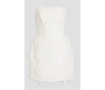 Strapless embellished cotton and linen-blend gauze mini dress - White