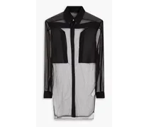 Tulle-paneled silk-chiffon shirt - Black