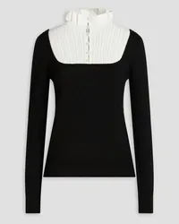 Sandro Pointelle-knit turtleneck sweater - Black Black