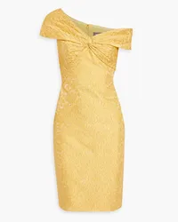 THEIA Dillan one-shoulder cloqué mini dress - Yellow Yellow