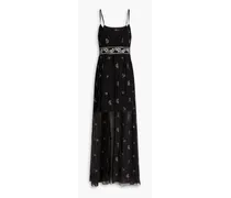 Embellished silk-chiffon maxi dress - Black
