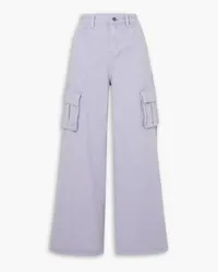 Self-Portrait High-rise wide-leg cargo jeans - Purple Purple