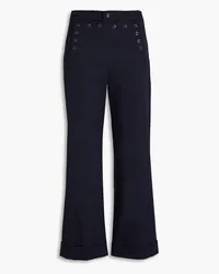 Tory Burch Button-detailed cotton-twill wide-leg pants - Blue Blue