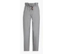 Embellished woven straight-leg pants - Gray