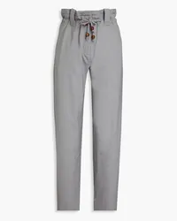 Ganni Embellished woven straight-leg pants - Gray Gray