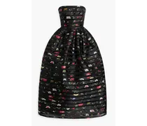 Strapless floral-jacquard gown - Black