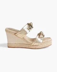 Alexandre Birman Clarita 75 bow-embellished metallic leather wedge espadrille sandals - Metallic Metallic