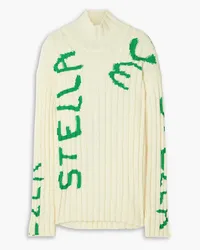 Stella McCartney Ed Curtis ribbed jacquard-knit wool-blend turtleneck sweater - White White