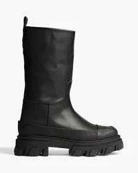 Ganni Tubular rubber-trimmed leather boots - Black Black