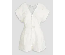 Falwen belted broderie anglaise cotton playsuit - White