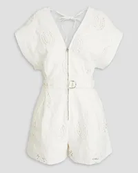 IRO Falwen belted broderie anglaise cotton playsuit - White White