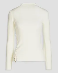 Maje Ribbed-knit turtleneck sweater - White White