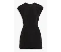 Skirt-effect wool-blend crepe playsuit - Black