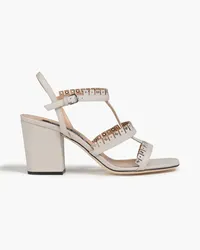 Sergio Rossi Eyelet-embellished leather sandals - Gray Gray