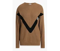 RED Valentino Striped ribbed-knit sweater - Brown Brown
