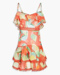 Charo Ruiz Teruel ruffled cotton-blend voile mini dress - Orange Orange