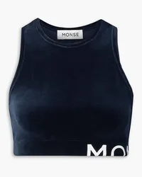 Monse Cropped printed velour top - Blue Blue