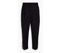 Cropped cotton-blend tapered pants - Black