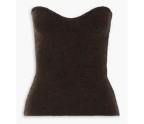 Meo strapless bouclé-knit merino wool-blend top - Brown