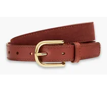 Suede and leather belt - Brown