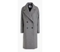 Double-breasted mélange wool-blend tweed coat - Gray