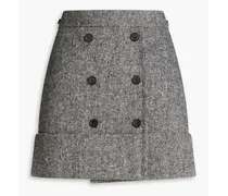 Merino wool and mohair-blend tweed mini wrap skirt - Gray
