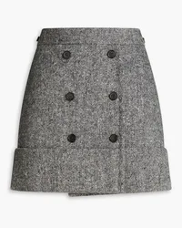 Thom Browne Merino wool and mohair-blend tweed mini wrap skirt - Gray Gray