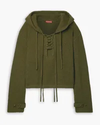 Altuzarra Sekai lace-up ribbed merino wool-blend hoodie - Green Green